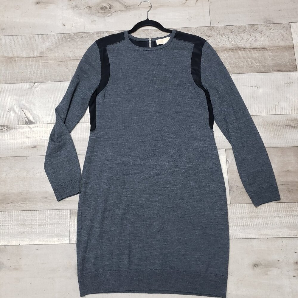Michael Kors Grey & Black Merino Wool Blend Dress Size Large
